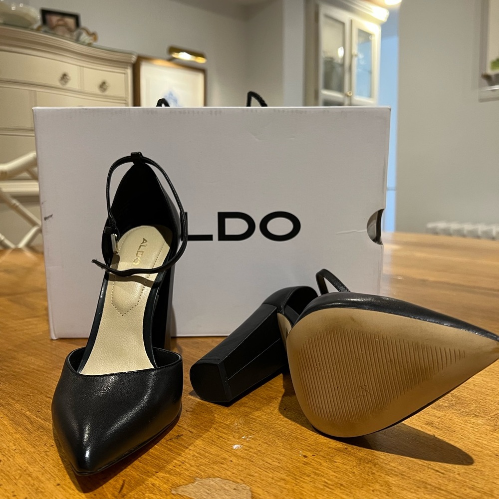 NWT Aldo Women's Nicholes Block Heel Shoes Black Size 6.5